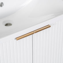24 Inch White Bathroom Vanity with Ceramic Sink – 2 Door Cabinet & Open Shelf