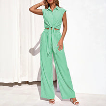 Spring Summer Women Striped Buttoned