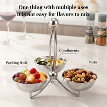 Stainless Steel Divided Serving Tray with Dip Bowls.
