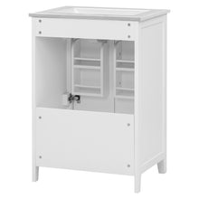 24 Inch White Bathroom Vanity with Ceramic Sink – 1 Drawer & Double Door Cabinet