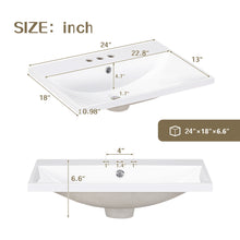 24 Inch White Bathroom Vanity with Ceramic Sink – 2 Door Cabinet & Open Shelf