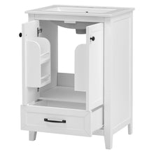 24 Inch White Bathroom Vanity with Ceramic Sink – 1 Drawer & Double Door Cabinet