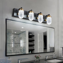 Modern Black LED Vanity Light – Clear Glass Bathroom Wall Light Fixture