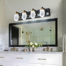 Modern Black LED Vanity Light – Clear Glass Bathroom Wall Light Fixture