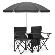 Double Camping Loveseat with Canopy – 600 lb Capacity, Cup Holders & Side Table, Foldable Outdoor Chair for Beach & Park