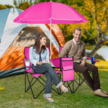 Double Camping Loveseat with Canopy – 600 lb Capacity, Cup Holders & Side Table, Foldable Outdoor Chair for Beach & Park