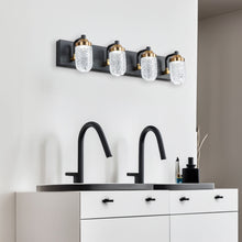 Modern Black LED Vanity Light – Clear Glass Bathroom Wall Light Fixture