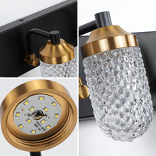 Modern Black LED Vanity Light – Clear Glass Bathroom Wall Light Fixture