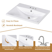 24 Inch White Bathroom Vanity with Ceramic Sink – 2 Door Cabinet & Open Shelf