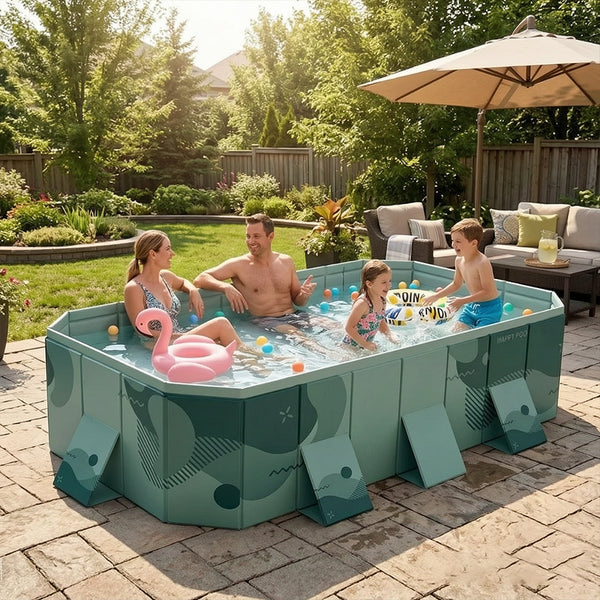 Large Foldable Family Swimming Pool – Non-Inflatable Above Ground Pool for Adults & Kids