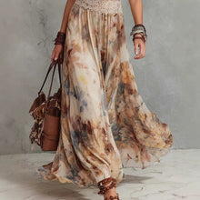 French Vintage Painted Floral Backless Strapless Summer Beach Vacation Long Dress