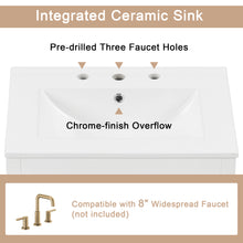 24 Inch White Bathroom Vanity with Ceramic Sink – 1 Drawer & Double Door Cabinet