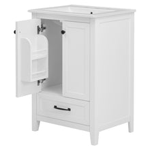 24 Inch White Bathroom Vanity with Ceramic Sink – 1 Drawer & Double Door Cabinet