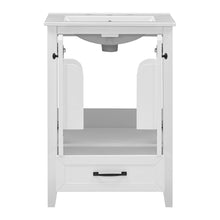 24 Inch White Bathroom Vanity with Ceramic Sink – 1 Drawer & Double Door Cabinet
