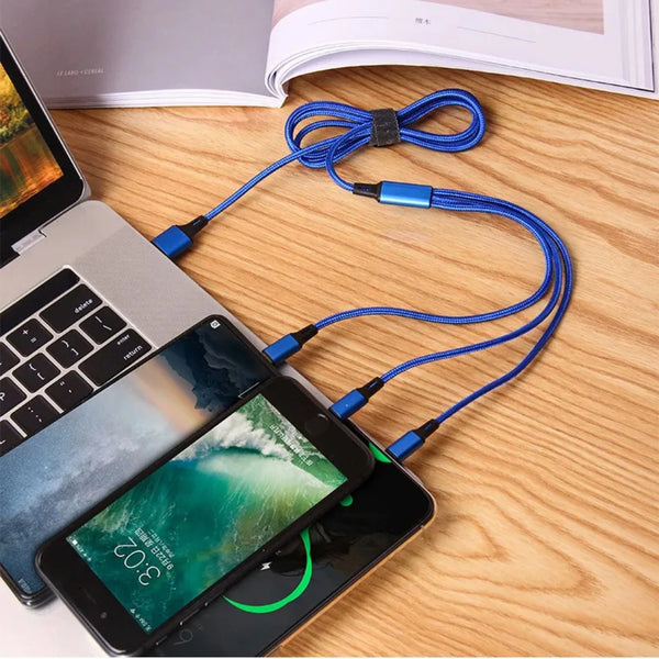 3-in-1 Fast Charging Cable 1.2M – USB Multi Charging Cord