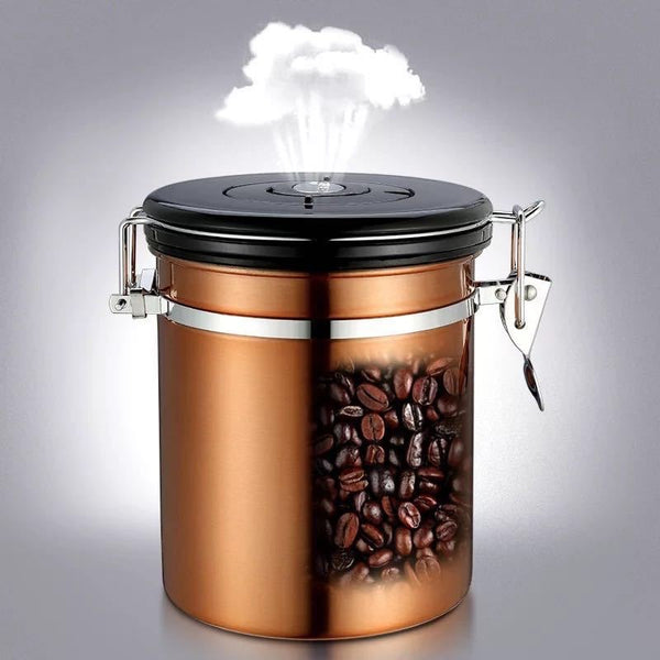 304 Stainless Steel Sealed Jar Coffee Bean Storage.