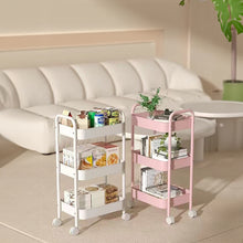3 Tier Rolling Storage Cart – Slim Metal Utility Organizer with Wheels for Kitchen & Bathroom