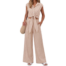 Spring Summer Women Striped Buttoned
