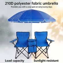 Double Camping Loveseat with Canopy – 600 lb Capacity, Cup Holders & Side Table, Foldable Outdoor Chair for Beach & Park