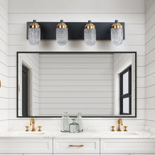 Modern Black LED Vanity Light – Clear Glass Bathroom Wall Light Fixture