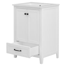 24 Inch White Bathroom Vanity with Ceramic Sink – 1 Drawer & Double Door Cabinet