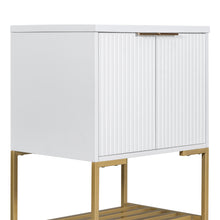 24 Inch White Bathroom Vanity with Ceramic Sink – 2 Door Cabinet & Open Shelf