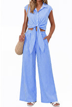 Spring Summer Women Striped Buttoned