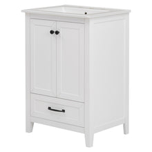 24 Inch White Bathroom Vanity with Ceramic Sink – 1 Drawer & Double Door Cabinet