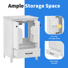24 Inch White Bathroom Vanity with Ceramic Sink – 1 Drawer & Double Door Cabinet