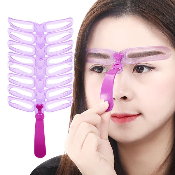 8-Piece Eyebrow Stencil Kit – Reusable Brow Shaping Templates with Handle