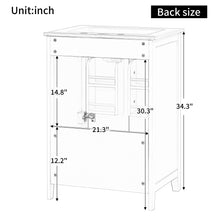 24 Inch White Bathroom Vanity with Ceramic Sink – 1 Drawer & Double Door Cabinet