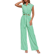 Spring Summer Women Striped Buttoned