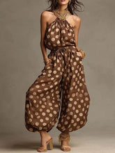 New  Polka Dot Halter Neck Women's Summer Bohemian Vacation Casual Beach Loose Wide-leg Jumpsuit