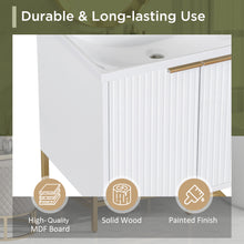 24 Inch White Bathroom Vanity with Ceramic Sink – 2 Door Cabinet & Open Shelf