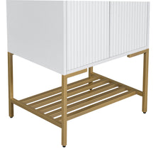 24 Inch White Bathroom Vanity with Ceramic Sink – 2 Door Cabinet & Open Shelf