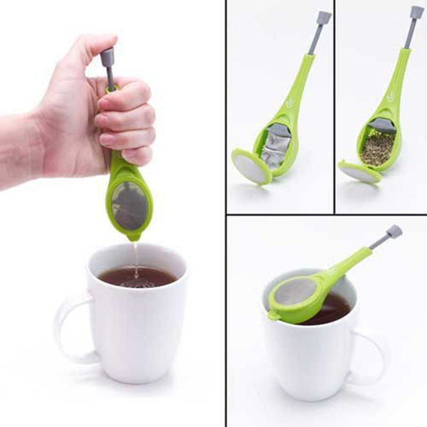 Tea Leaf Infuser with Drip Tray – Reusable Silicone Tea Strainer for Loose Leaf Tea