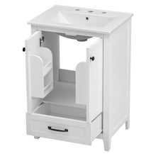 24 Inch White Bathroom Vanity with Ceramic Sink – 1 Drawer & Double Door Cabinet