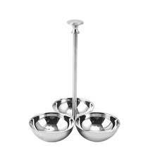 Stainless Steel Divided Serving Tray with Dip Bowls.