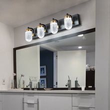 Modern Black LED Vanity Light – Clear Glass Bathroom Wall Light Fixture