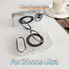 Luxury 3-in-1 360° Rotating MagSafe Case for iPhone 18 Duo & Fold – Transparent Magnetic Holder Cover