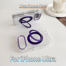 Luxury 3-in-1 360° Rotating MagSafe iPhone Case – Transparent Magnetic Holder & Shockproof Cover