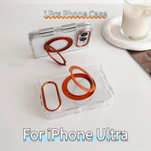 Luxury 3-in-1 360° Rotating MagSafe Case for iPhone 18 Duo & Fold – Transparent Magnetic Holder Cover