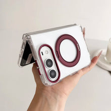 Luxury 3-in-1 360° Rotating MagSafe Case for iPhone 18 Duo & Fold – Transparent Magnetic Holder Cover