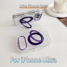 Luxury 3-in-1 360° Rotating MagSafe Case for iPhone 18 Duo & Fold – Transparent Magnetic Holder Cover